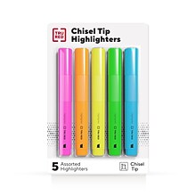 TRU RED™ Tank Highlighter with Grip, Chisel Tip, Assorted, 5/Pack (TR54583)