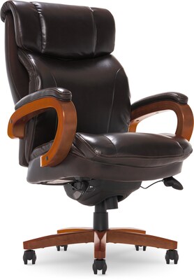 La-Z-Boy Trafford Faux Leather Executive Big & Tall Chair, 400 lb. Capacity, Vino Brown (45782OSS)