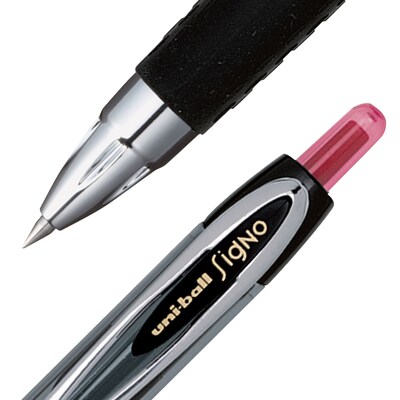 uniball 207 Retractable Gel Pens, Micro Point, 0.5mm, Red Ink, Dozen (61257)