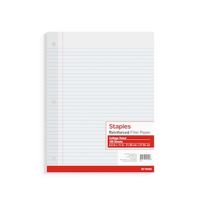 TRU RED™ College Ruled Filler Paper, 8.5 x 11, 100 Sheets/Pack, 12 Packs/Carton (TR16183)