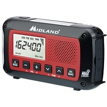 MIDLAND RADIO Wireless Emergency Crank Radio, Black/Red (ER40)