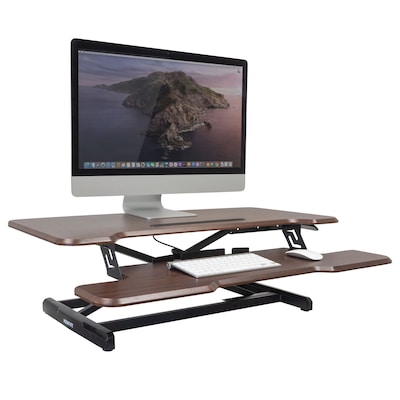Mount-It! 38"W Manual Adjustable Standing Desk Converter, Dark Walnut Woodgrain (MI-15006)