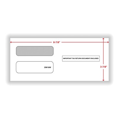 ComplyRight Moistenable Glue Security Tinted Double-Window Tax Envelopes, 3 7/8" x 8 3/8", 50/Pack (DW19W)