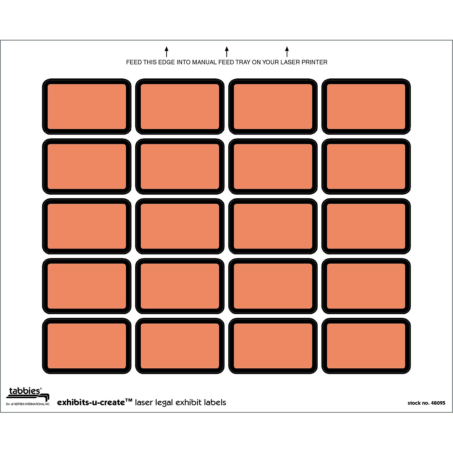 Tabbies Exhibits-U-Create Labels, Blank, 1 X 1 5/8, Orange, 240/Pack (48095)