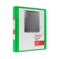 Staples® Standard 1 3 Ring View Binder with D-Rings, Green (58652)