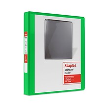 Staples® Standard 1 3 Ring View Binder with D-Rings, Green (58652)