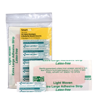 SmartCompliance 2x 4 Fabric Adhesive Bandages & Butterfly Wound Closure Refill, 16/Box (FAE-6105)
