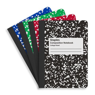 Staples Mini Composition Notebook, 3.25 x 4.5, College Ruled, 80 Sheets, Assorted Colors, 2/Pack (