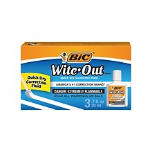 BIC Wite-Out Correction Fluid, 20 ml., White, 3/Pack (50603)