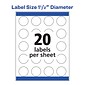 Avery Print-to-the-Edge Inkjet Round Labels, 1 1/2" Diameter, White, 20 Labels/Sheet, 20 Sheets/Pack (8293)