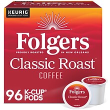 Folgers Classic Roast Coffee Keurig® K-Cup® Pods, Medium Roast, 96/Carton (204496)