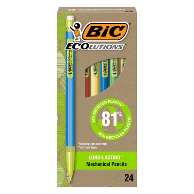 BIC Ecolutions Mechanical Pencils, 0.7mm, #2 Medium Lead, 24/Pack (MPE24-BLK)