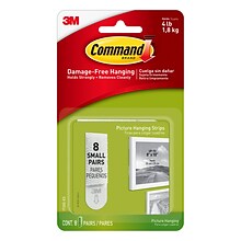 Command™ Small Picture Hanging Strips, White, 8 Sets (17205-ES)