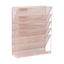 Mind Reader 6-Pocket Metal Mesh Mountable Wall File, Letter Size, Pink (MAGSTACK-PNK)