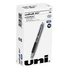 uniball 207 Retractable Gel Pens, Medium Point, 0.7mm, Blue Ink, 12/Pack (33951)