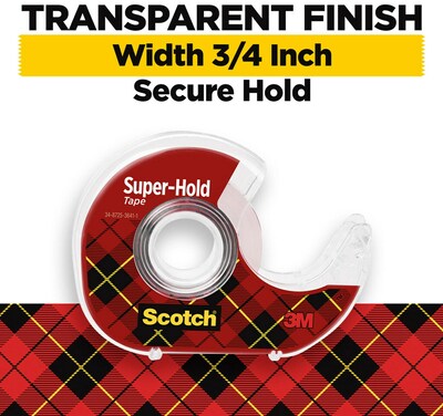 Scotch Super-Hold Transparent Clear Tape Refill, 0.75" x 27.77 yds., 1" Core, Clear, 10 Rolls/Pack (700K10)