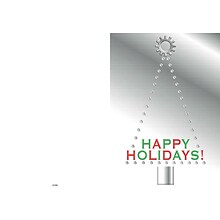 Happy Holidays - dotted christmas tree with gear - 7 x 10 scored for folding to 7 x 5, 25 cards w/A7