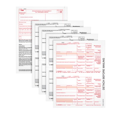 TOPS 2023 1099-MISC Tax Form with 3 1096 Forms, 4-Part, 50/Pack (6103Q)