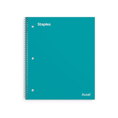 Staples Premium 1-Subject Notebook, 8 x 10.5, Wide Ruled, 100 Sheets, Teal (TR20961)