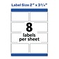 Avery Print-to-the-Edge Color Laser Shipping Labels, 2" x 3-3/4", White, 8 Labels/Sheet, 25 Sheets/Pack   (6873)