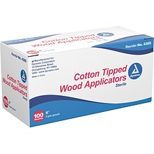 Dynarex Cotton-Tipped Applicator, Sterile, 2/Pouch, 100 Pouches/Box, 10 Boxes/Carton (4302)