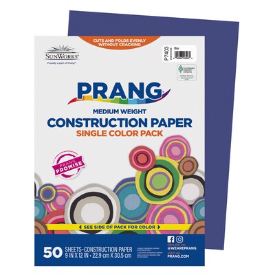 Prang 9" x 12" Construction Paper, Blue, 50 Sheets/Pack (P7403-0001)