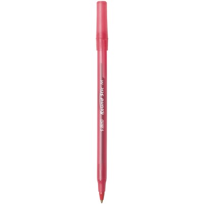 BIC Round Stic Xtra Life Ballpoint Pens, Medium Point, 1.0mm, Red Ink, Dozen (GSM11RD)