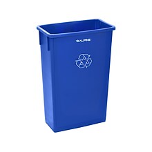 Alpine Industries Polypropylene Commercial Indoor Recylcing Bin with Dolly, 23-Gallon, Blue (ALP477-