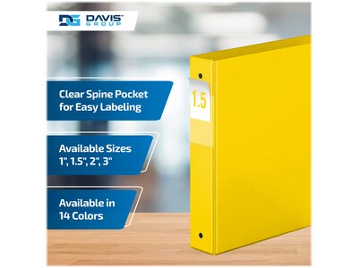 Davis Group Premium Economy 1 1/2" 3-Ring Non-View Binders, Yellow, 6/Pack (2312-05-06)