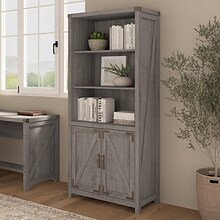 Bush Furniture Knoxville 72H 5-Shelf Bookcase with Doors, Restored Gray (CGB132RTG-03)
