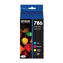 Epson T786 Black/Cyan/Magenta/Yellow Standard Yield Ink Cartridge, 4/Pack (T786120-BCS)