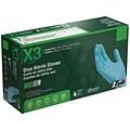 Ammex X3 Nitrile Gloves, X-Large, Blue, 100/Box, 10 Boxes/Carton (X348100XX)