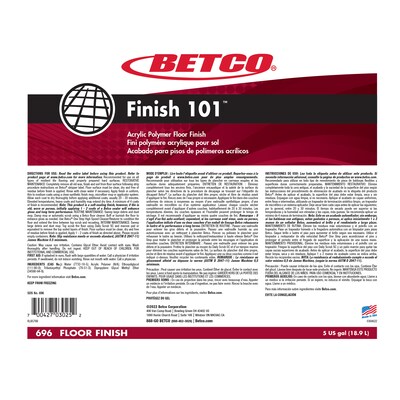 Betco Finish 101 Floor Finish, 5 gal Bag-in-Box (BET696B500)
