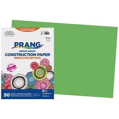 Prang 12" x 18" Construction Paper, Bright Green, 50 Sheets/Pack (P9607-0001)