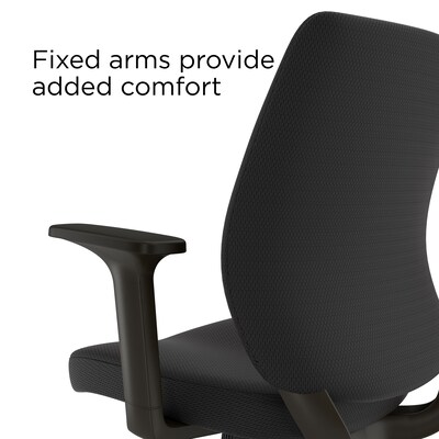 Staples® Essentials Ergonomic Fabric Swivel Task Chair, Black (UN59380)