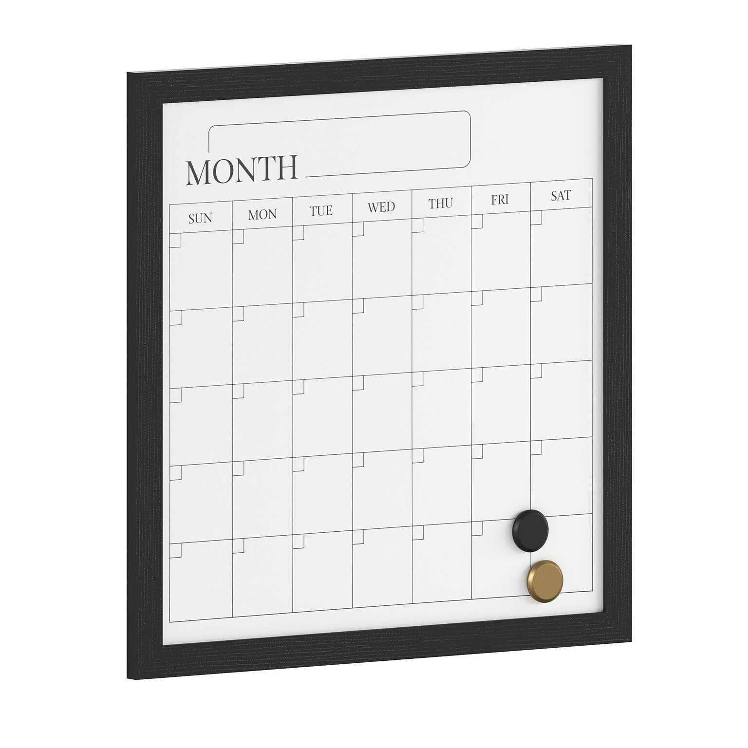 Martha Stewart Everette Magnetic Dry Erase Monthly Calendar Set, Engineered Wood Frame, 18 x 18 (BRPMMWP4545BK)