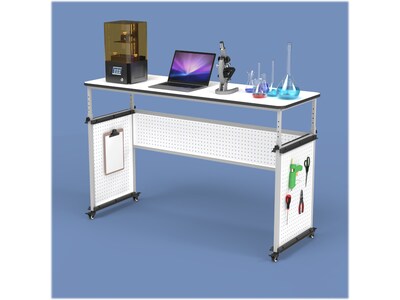 Luxor 32"-38"H Adjustable Standing Modular Teacher Desk, White/Gray (DTTB002)