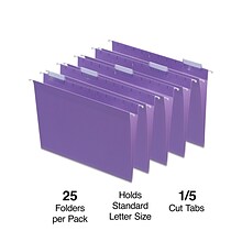 Staples® Hanging File Folder, 5-Tab, Letter Size, Purple, 25/Box (TR419200)