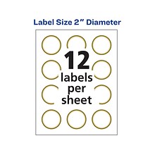 Avery Easy Peel Laser/Inkjet Round Label, 2Dia., Matte White/Gold, 12 Labels/Sheet, 10 Sheets/Pack