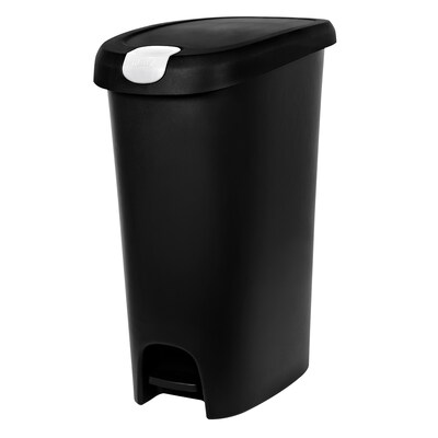 Hefty Lockable Step On Trash Can, 12 Gallon, Black, 2/Pack (HFTCOM225807545)
