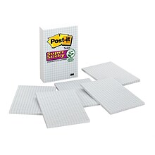 Post-it Super Sticky Notes, 4 x 6, White, 50 Sheet/Pad, 6 Pads/Pack (660SSGRID)