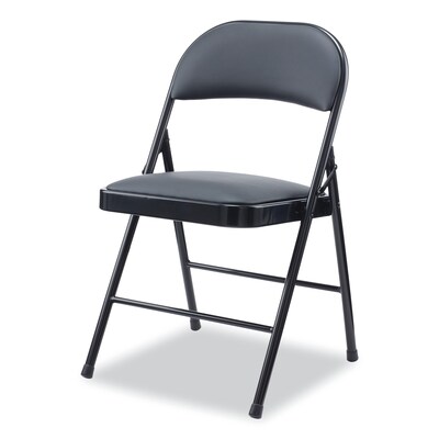 Alera® Leather Office Folding Chair, Black, 4/Carton (ALECA9416)