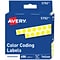 Avery Hand Written Color Coding Labels, 1/4 Dia., Yellow, 450/Sheet, 1 Sheet/Pack (5792)