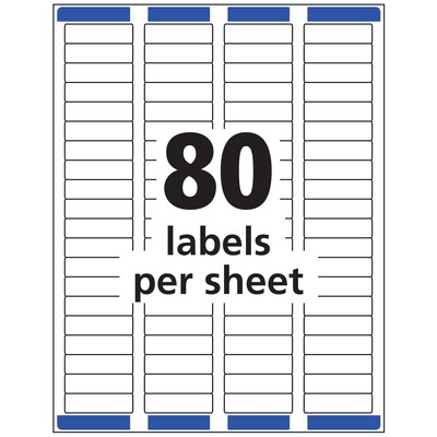 Avery Easy Peel Laser Return Address Labels, 1/2" x 1-3/4", White, 80 Labels/Sheet, 25 Sheets/Pack (5267)