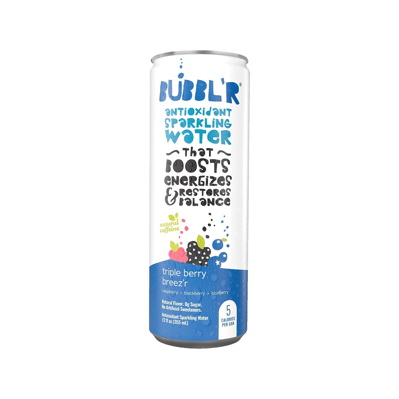 Bubblr Antioxidant Triple Berry Breezr Flavored Sparkling Water, 12 fl. oz., 12 Cans/Carton (028435600282)