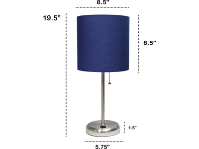 Creekwood Home Oslo LED Table Lamp, Brushed Steel/Navy Blue (CWT-2012-NV)