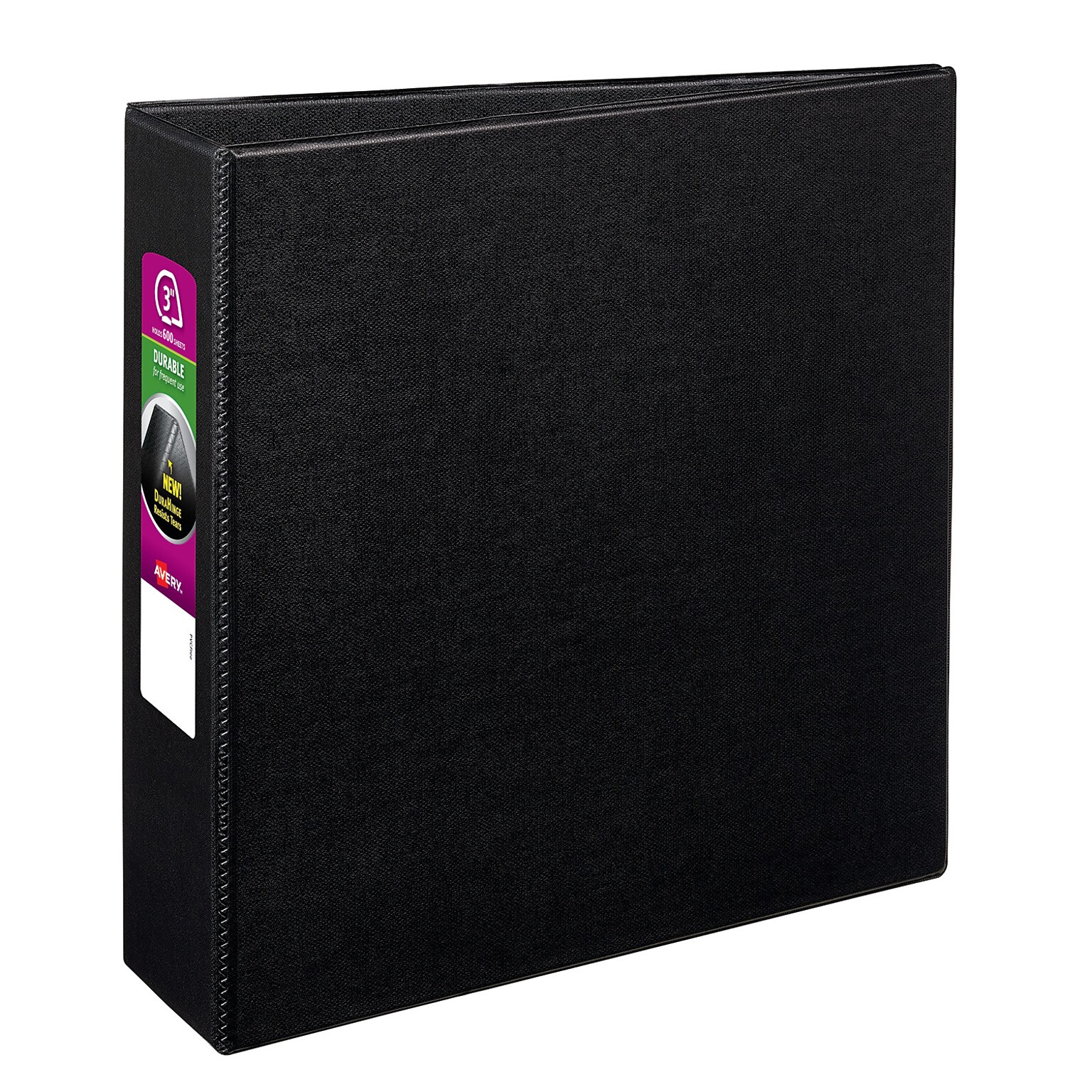 Avery Durable 3 3-Ring Non-View Binders, Slant Ring, Black (27650)