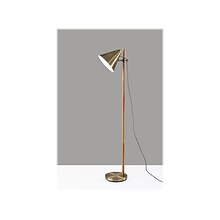 Adesso Bryn 58 Wood/Antique Brass Floor Lamp with Cone Shade (3761-12)