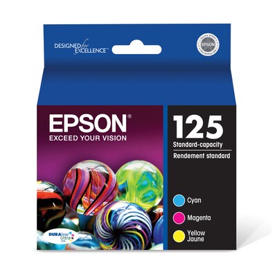 Epson T125 Cyan/Magenta/Yellow Standard Yield Ink Cartridge, 3/Pack (T125520-S)