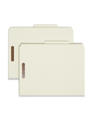 Smead 100% Recycled Pressboard 2/5-Cut Tab Classification Folders, 8-Fasteners, 3-Partitions, Letter